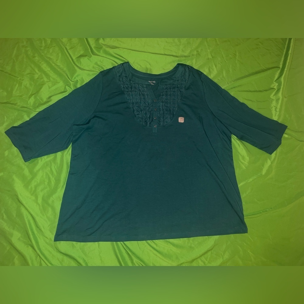 NWT Catherines Vibrant Teal 3/4 Sleeve Blouse size 2X - Picture 2 of 9
